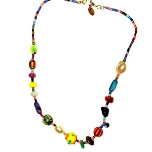 Zara Multicolor Resin Boho Beaded Necklace EUC